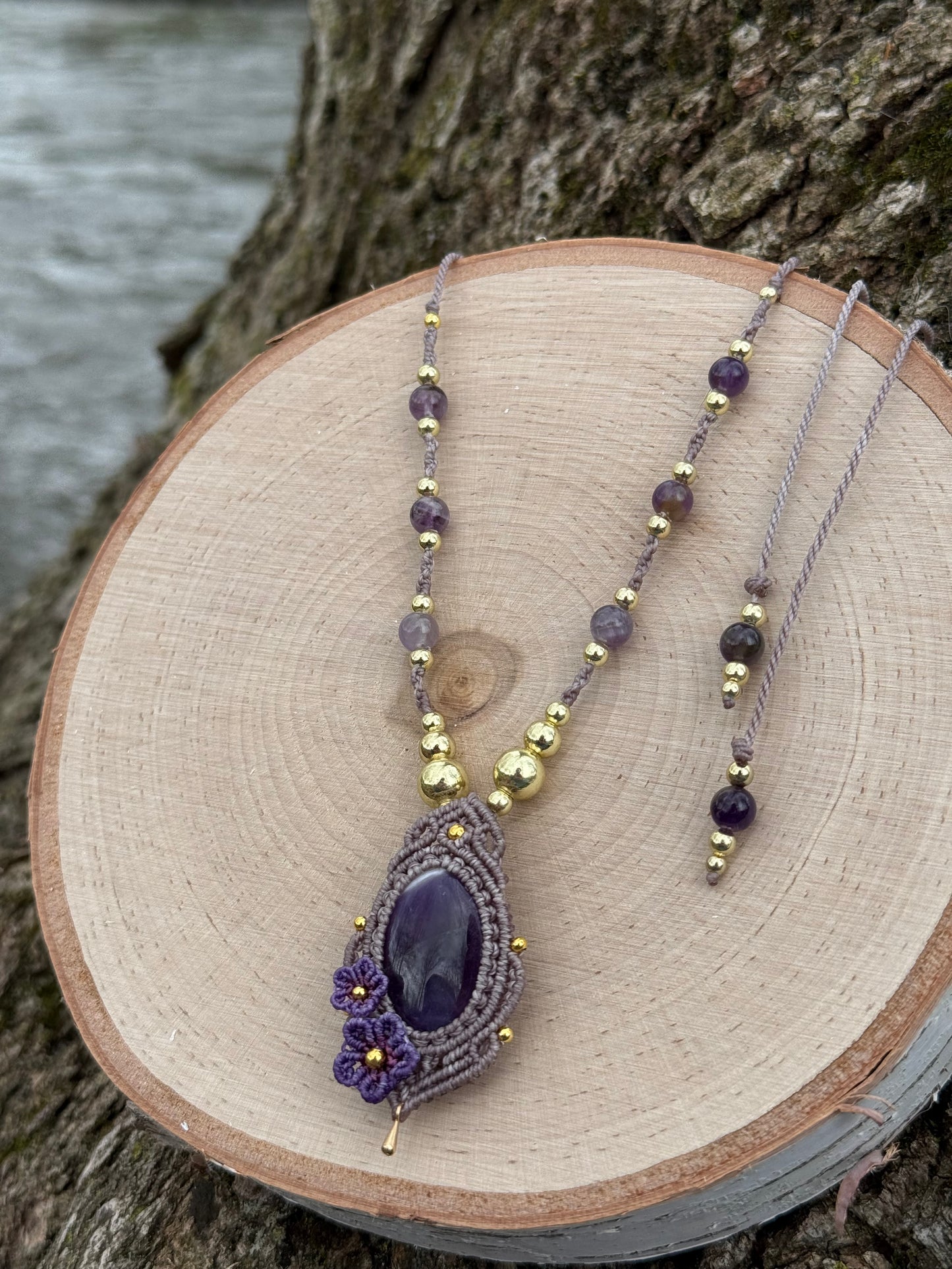 Spring Flower Macrame Necklace