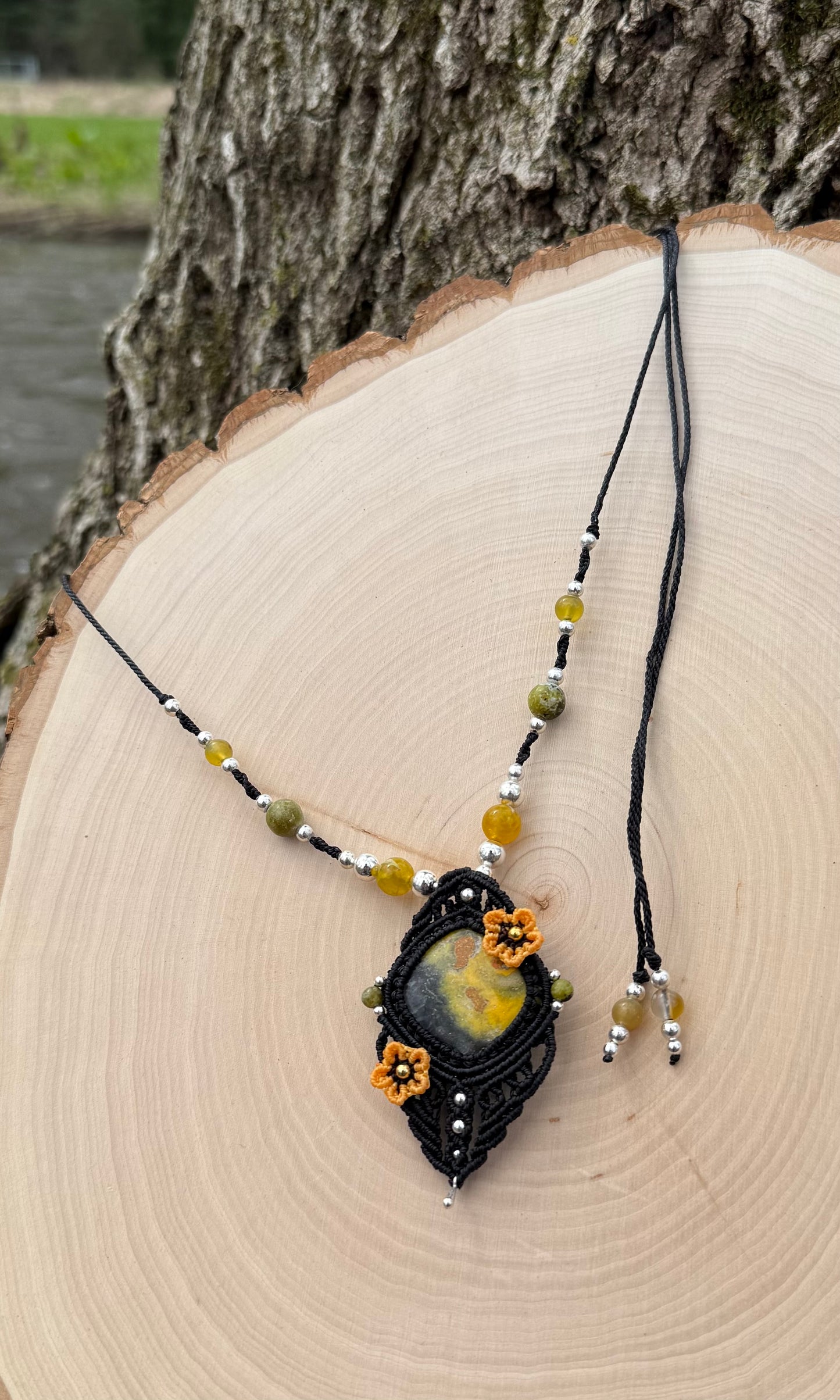 Spring Flower Macrame Necklace