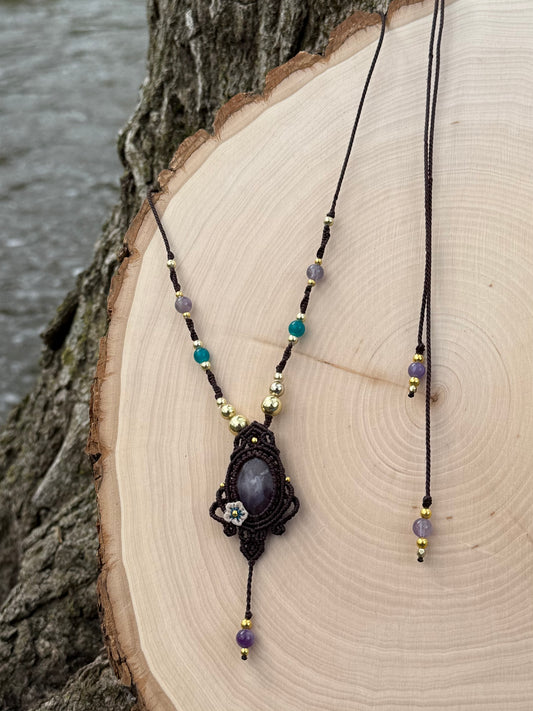 Spring Flower Macrame Necklace