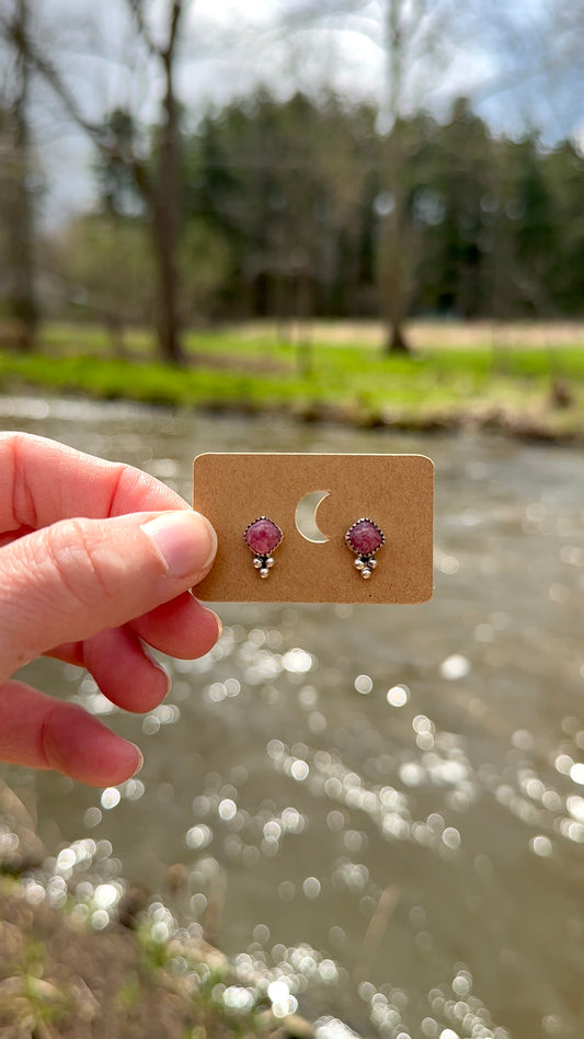 Rhodonite Stud Earrings