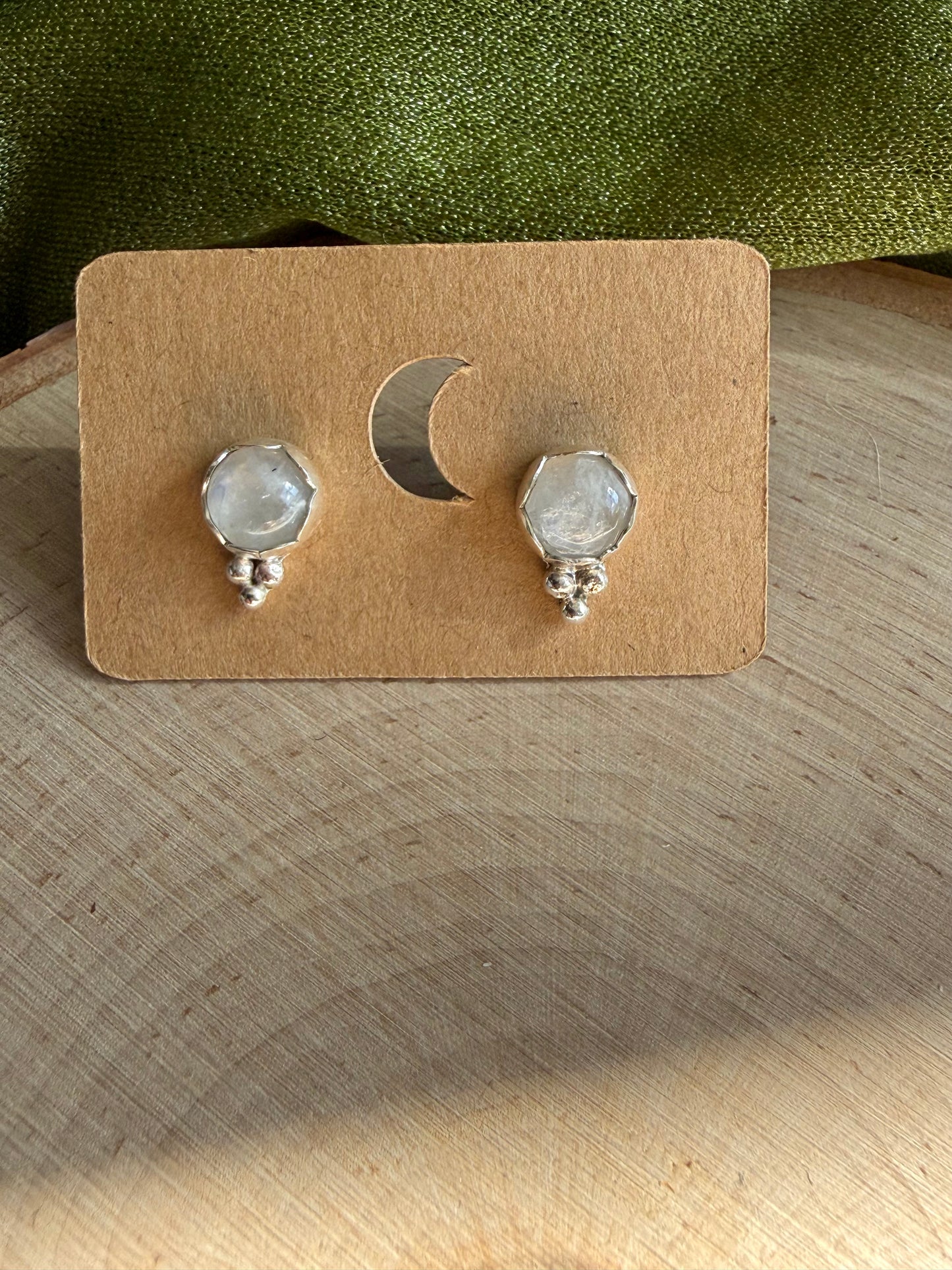 Rainbow Moonstone Stud Earrings