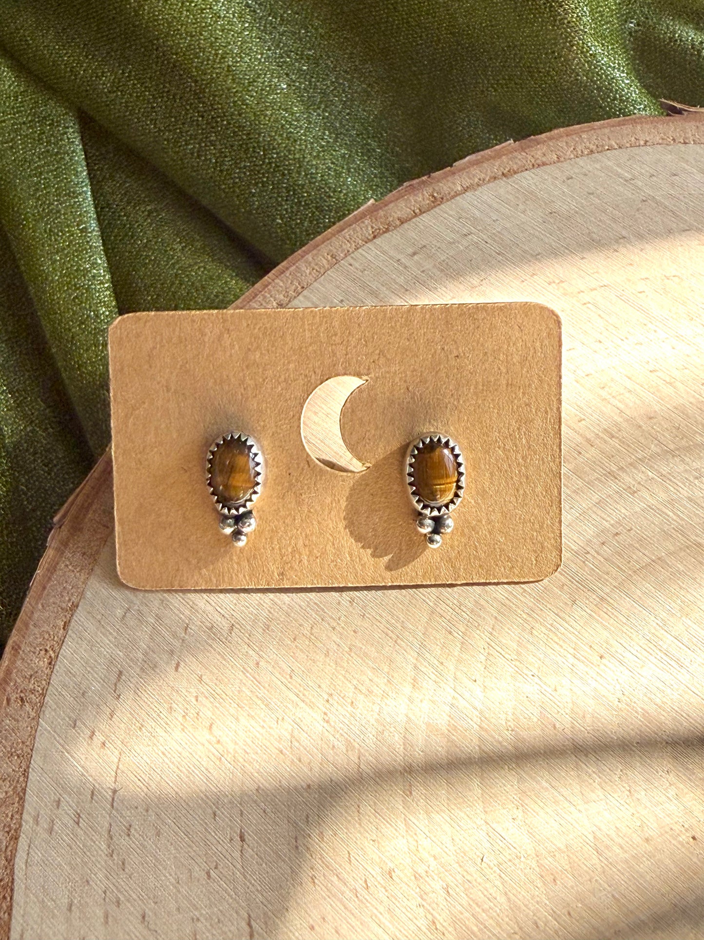 Tiger's Eye Stud Earrings